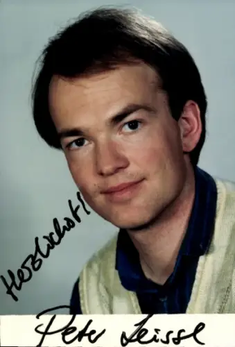 Autogrammkarte Sportjournalist Peter Leissl, Portrait, Autogramm