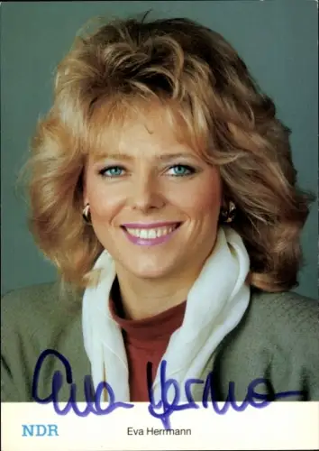 Autogrammkarte Moderatorin Eva Herrmann, Portrait, Autogramm