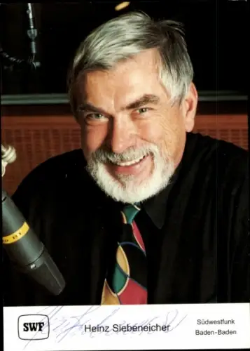 Autogrammkarte Moderator Heinz Siebeneicher, Portrait, Autogramm