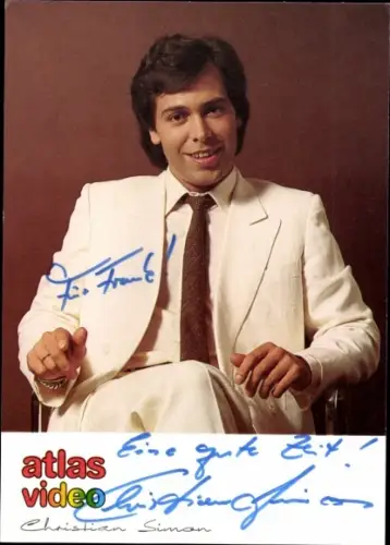 Autogrammkarte Moderator Christian Simon, Portrait, Autogramm