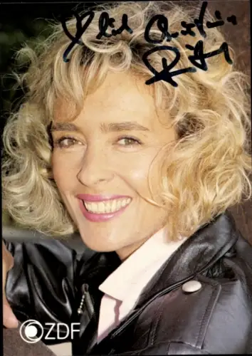 Autogrammkarte Moderatorin Christine Reinhart, Portrait, Autogramm