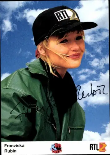 Autogrammkarte Moderatorin Franziska Rubin, Portrait, Autogramm