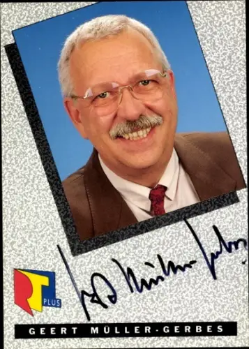Autogrammkarte Moderator Geert Müller Gerbes, Portrait, Autogramm