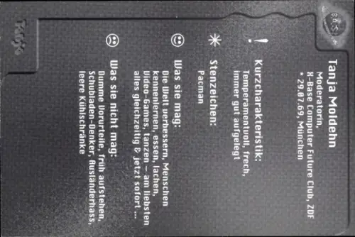 Autogrammkarte Moderatorin Tanja Moldehn, Portrait, Autogramm