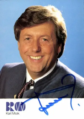 Autogrammkarte Moderator Karl Moik, Portrait, Autogramm
