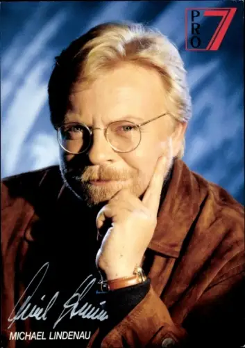 Autogrammkarte Moderator Michael Lindau, Portrait, Autogramm
