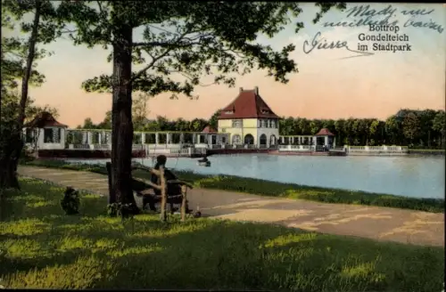 Ak Bottrop im Ruhrgebiet, Gondelteich im Stadtpark