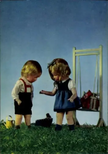 Ak Käthe Kruse Puppen, Schaukel