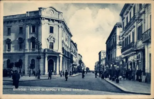 Ak Brindisi Puglia, Banco di Napoli e Corso Garibaldi