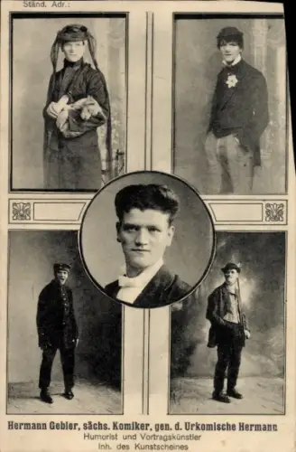 Ak Hermann Gebler, sächsischer Komiker, Humorist