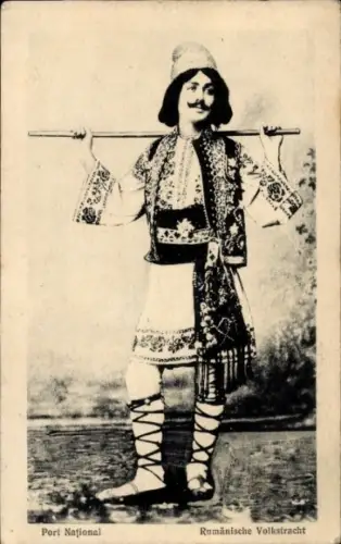 Ak Junger Mann in rumänischer Volkstracht