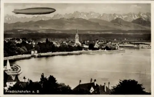 Ak Friedrichshafen am Bodensee, Gesamtansicht, Zeppelin