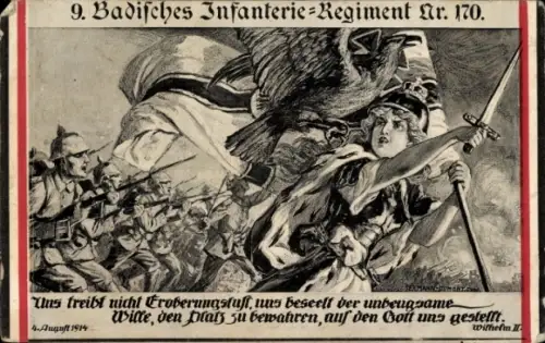 Künstler Ak 8. Westpreußisches Infanterie-Regiment Nr. 175, Zitat Wilhelm II, Germania