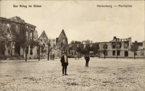 Ak Nidzica Neidenburg Ostpreußen, Marktplatz