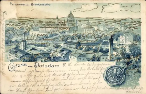Litho Potsdam, Panorama, Blick vom Brauhausberg