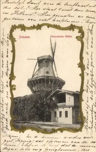 Präge Passepartout Ak Potsdam, Historische Mühle