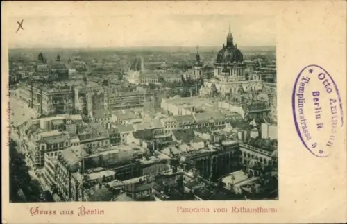 Ak Berlin, Panorama, Rathausturm