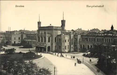 Ak Wrocław Breslau Schlesien, Hauptbahnhof, Zentralbahnhof, Dworzec Główny