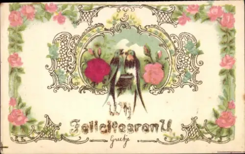 Material Ak Blumen, Schwalben