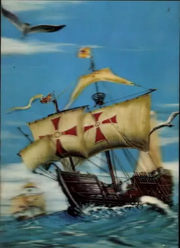 3-D Ak Segelschiff, Stürmisches Meer