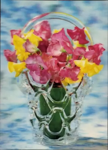 3-D Ak Blumenstrauß in der Blumenvase