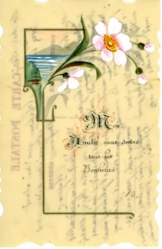 Zelluloid Ak Kitsch, Blumen