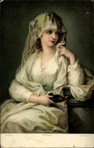 Künstler Ak Kauffman, Vestalin mit Öllampe, Stengel