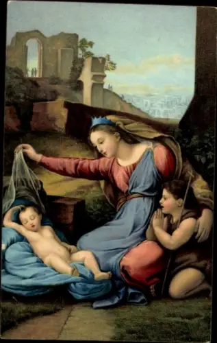 Künstler Ak Raffael,La Vierge au Voile,Heilige Jungfrau