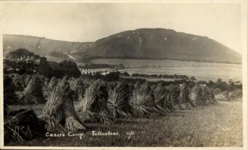 Ak Folkestone Kent England, Landschaft mit Hügel, Heu, Bäume, Caser's Camp, Folkestone