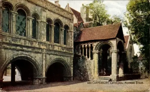 Ak Canterbury Kent England, Canterbury Cathedral, Norman Stair,  Architektur