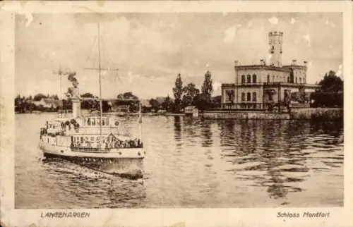 Ak Langenargen am Bodensee, Schiff auf dem Wasser, Schloss Montfort, Langenargen