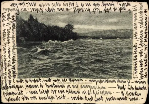 Künstler Ak Brandung am Bodensee, Panorama