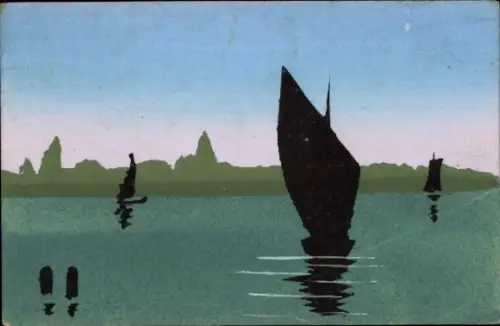 Handgemalt Ak Segelboote auf dem Wasser