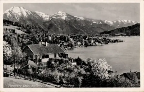 Ak Tegernsee in Oberbayern,  Wallberg, Blauberg, Berge, See, Landschaft