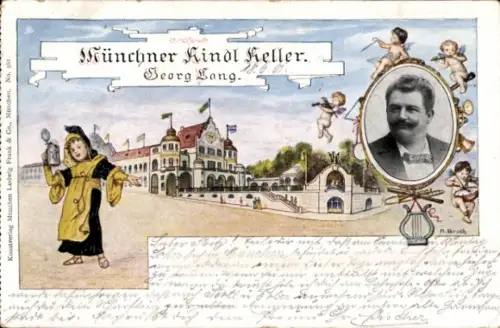 Künstler Ak München, Münchner Kindl-Keller, Georg Lang