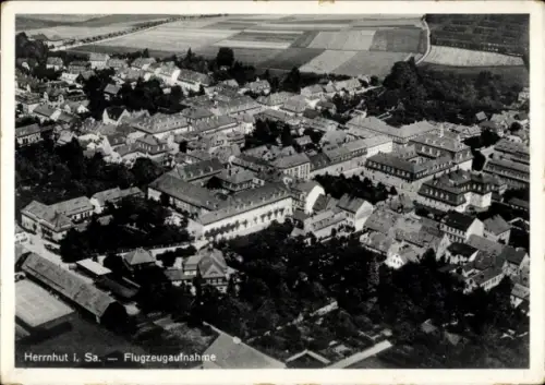 Ak Herrnhut in der Oberlausitz Sachsen, Flugzeugaufnahme