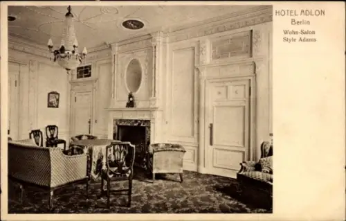 Ak Berlin Mitte, Hotel Adlon, Wohnsalon, Style Adams, Kamin