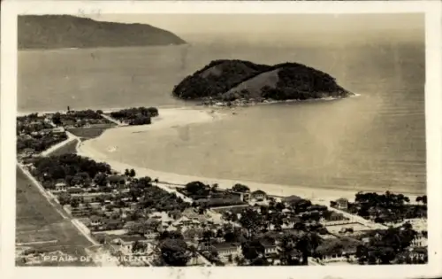 Ak São Vicente Kap Verde, Fliegeraufnahme vom Ort, Strand, Meer