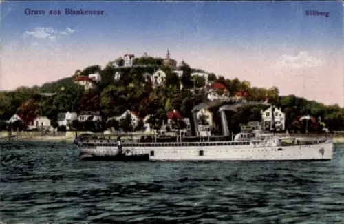 Ak Hamburg Altona Blankenese, Süllberg, Dampfschiff auf der Elbe