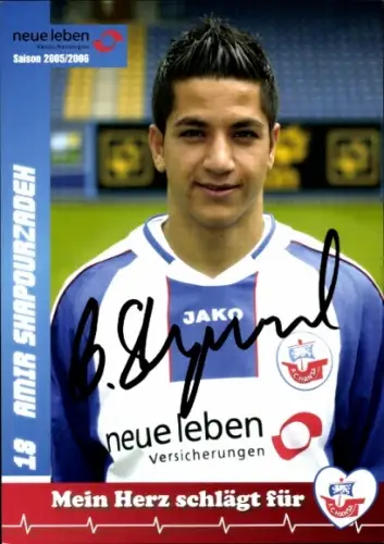 Autogrammkarte Fußballer Amir Shapourzaden, FC Hansa Rostock, Autogramm