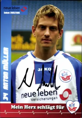 Autogrammkarte Fußballer Anton Müller, FC Hansa Rostock, Autogramm