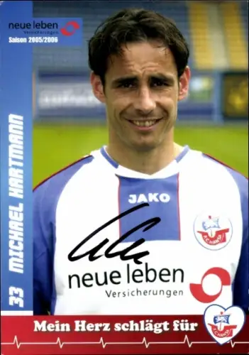 Autogrammkarte Fußballer Michael Hartmann, FC Hansa Rostock, Autogramm