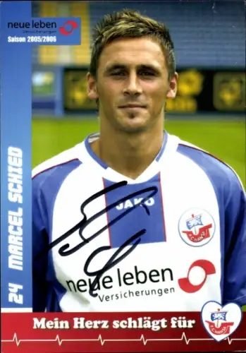 Autogrammkarte Fußballer Marcel Schied, FC Hansa Rostock, Autogramm