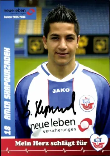 Autogrammkarte Fußballer Amir Shapourzadeh, FC Hansa Rostock, Autogramm