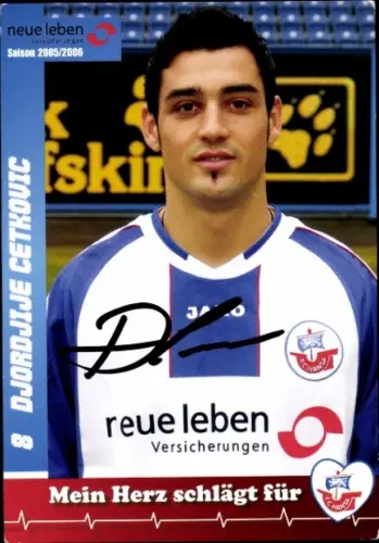 Autogrammkarte Fußballer Djordjije Cetkovic, FC Hansa Rostock, Autogramm