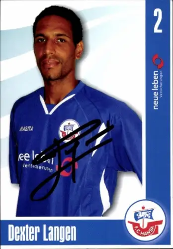 Autogrammkarte Fußballer Dexter Langen, FC Hansa Rostock, Autogramm