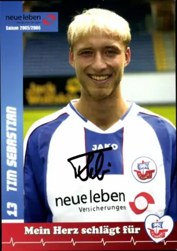 Autogrammkarte Fußballer Tim Sebastian, FC Hansa Rostock, Autogramm