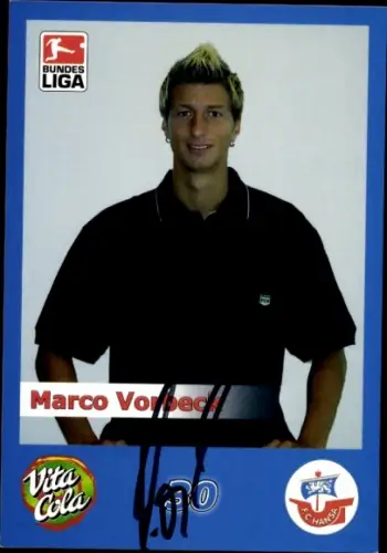Autogrammkarte Fußballer Marco Vorbeck, FC Hansa Rostock, Autogramm