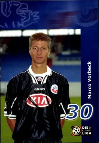 Autogrammkarte Fußballer Marco Vorbeck, FC Hansa Rostock, Autogramm