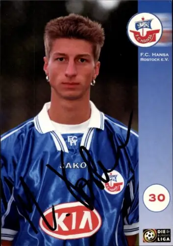 Autogrammkarte Fußballer Marco Vorbeck, FC Hansa Rostock, Autogramm